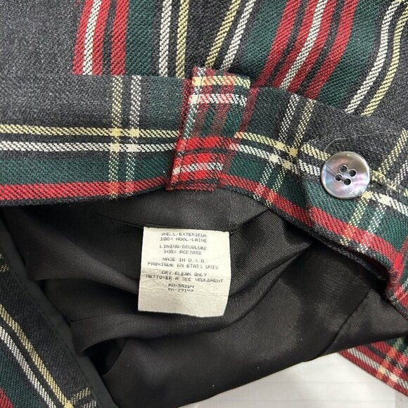 Vintage 90s Talbots High Waisted Red Tartan Plaid Wool Shorts Long Length Size 8 - Picture 8 of 8